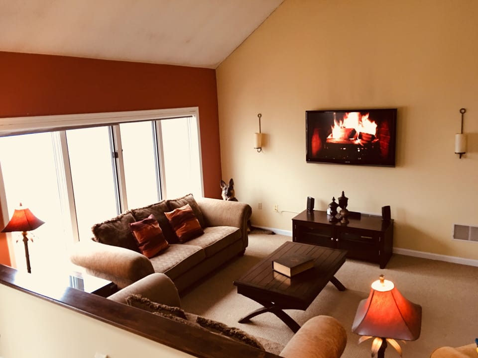 Sunken Living room w/ 55” smart TV 