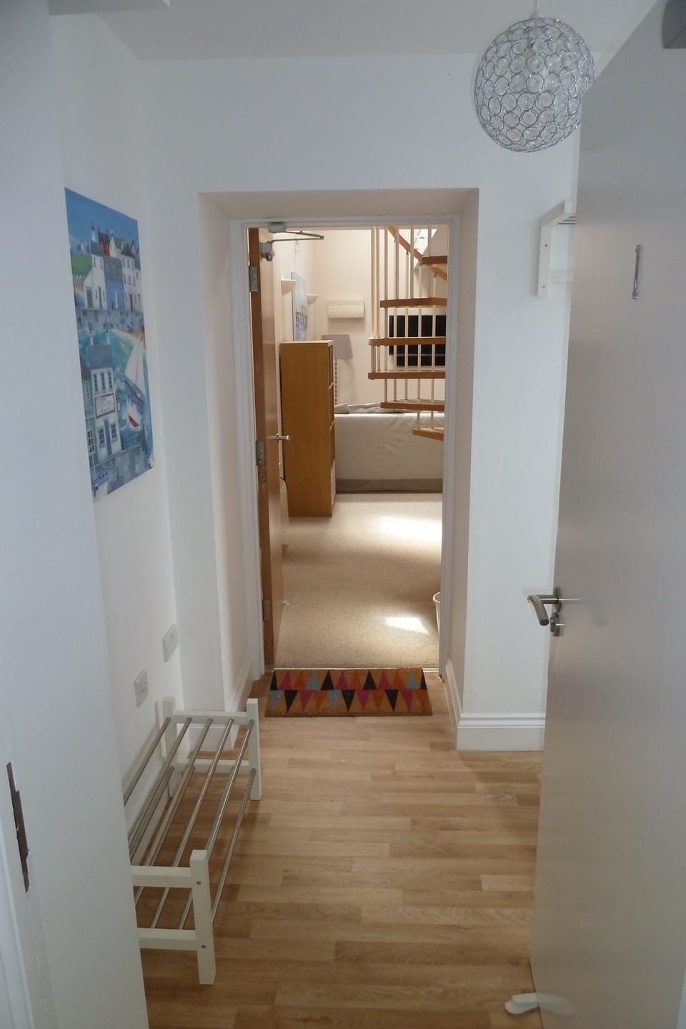 Entrance hall for sandy shoes, boots and coats