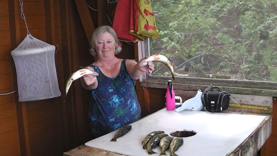 jumbo perch in fish cleaning house