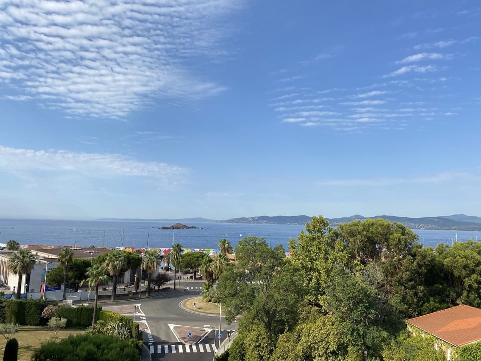 View from west facing terrace, Le lion de Mer island & St Tropez in the distance