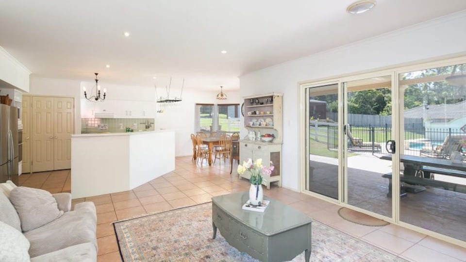 The downstairs living area is a lovely space for family and friends.