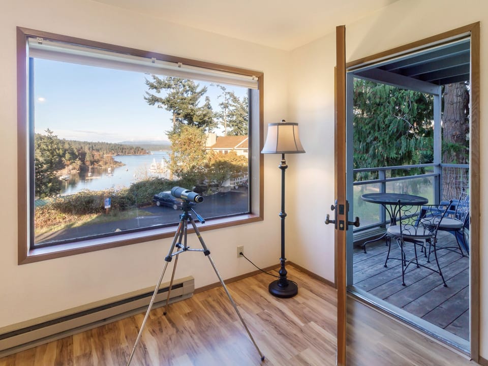 Enjoy a view of the Port of FH from the living room or deck