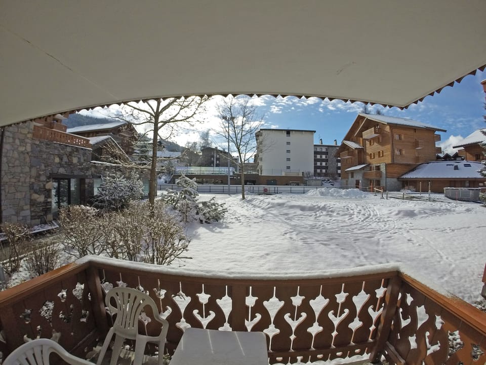 The view from our balcony of the ice rink