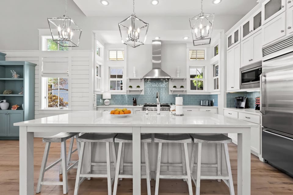 Gourmet kitchen with bar seating for 6