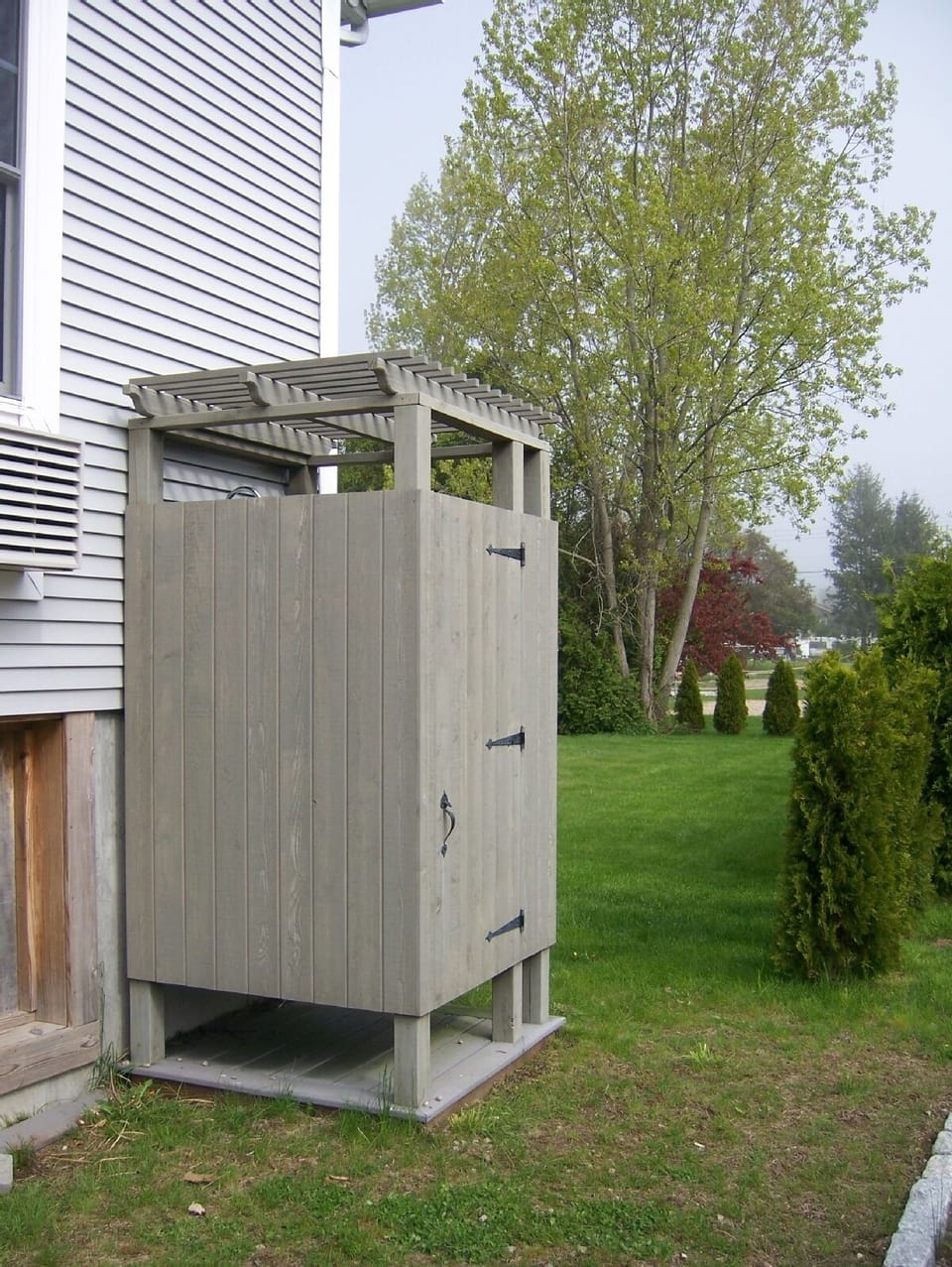 Heated outdoor shower