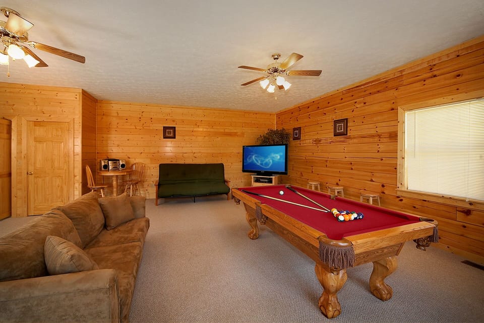 Huge Game Room with HD Smart Flat Screen TV and Billiards Table