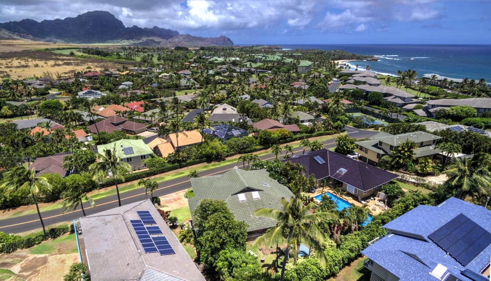 Aerial view towards Shipwreck Beach