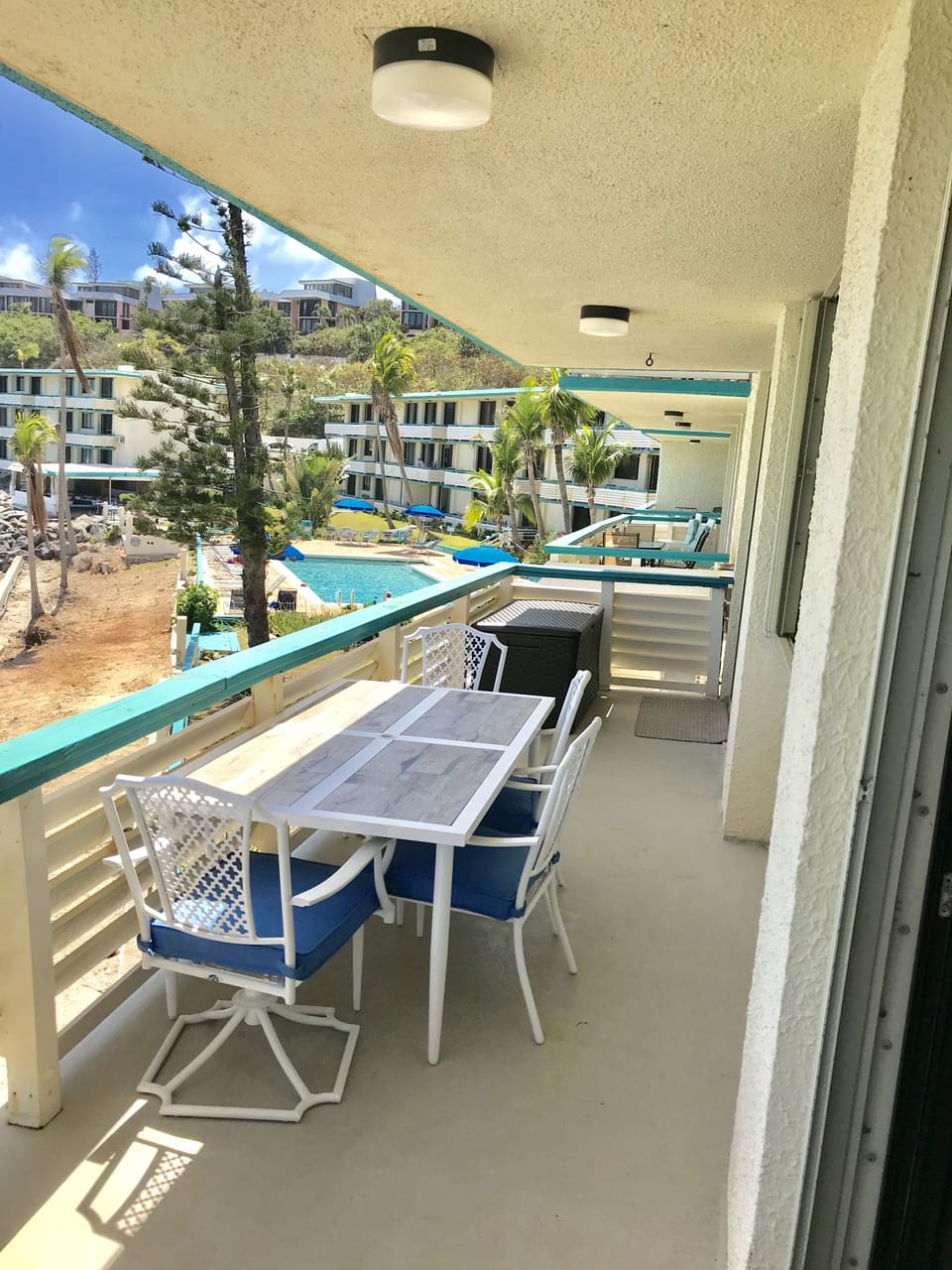 Amazing view from the patio and just steps from the oceanfront pool.