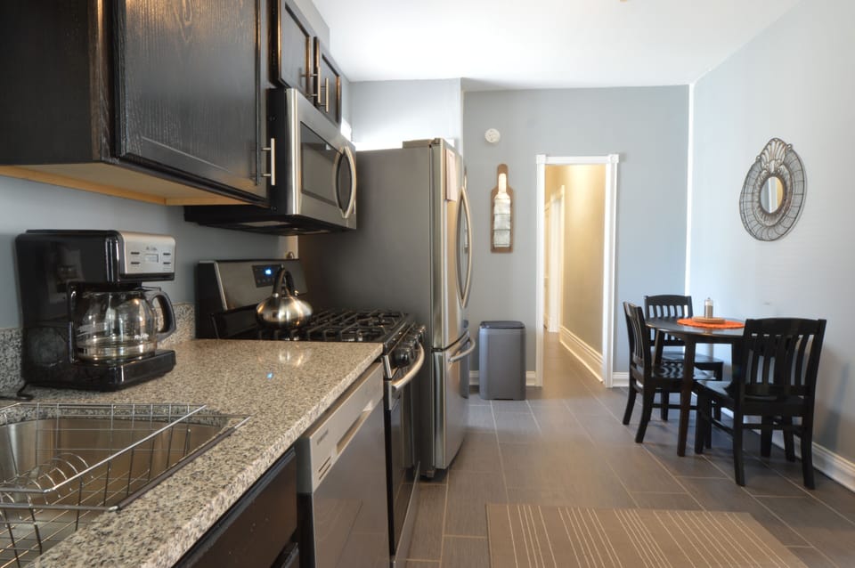 Stainless steel appliances & granite counter top