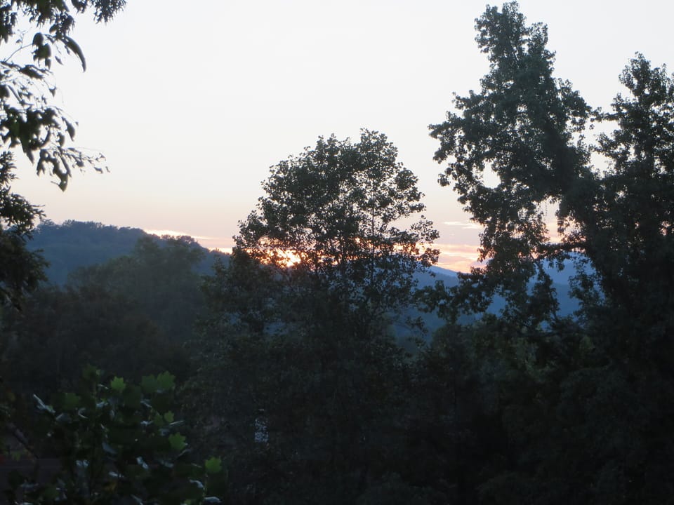 Sunset view from main level deck and master bedroom deck
