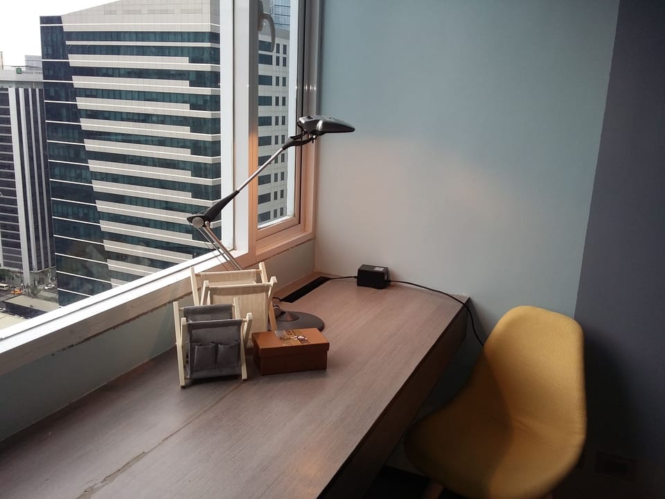 Wide work table in the bed room