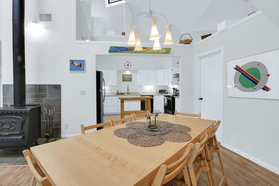 Behind dining is the kitchen