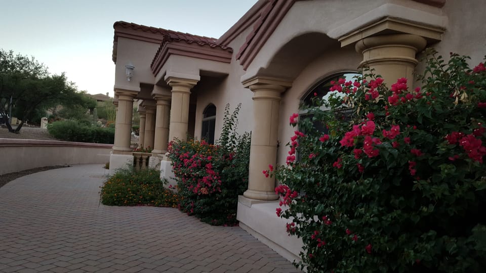 Front Courtyard with 2  side gates.