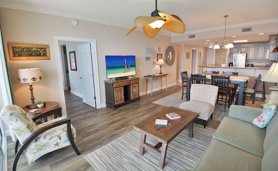 Living room and kitchen area