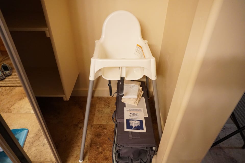 High Chair and Pack N Play - always in the townhome