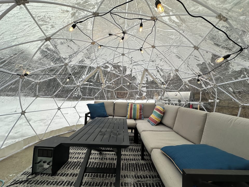 Heated snow igloo available seasonally from Nov 1 - March 31.