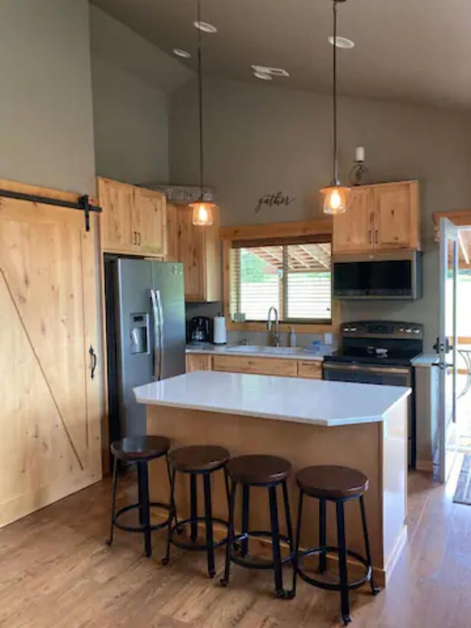 Fully equipped kitchen as you look from the living area