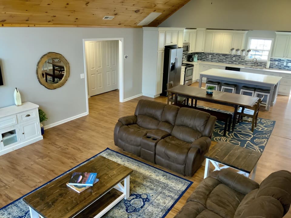 Directv and seating for you and your family. Board games for rainy days.