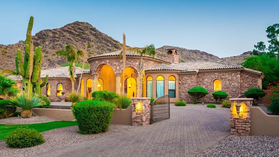 Gated driveway for private entrance to the property right off Mummy Mountain 