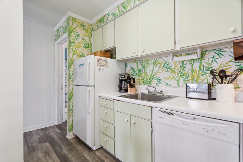 Our galley kitchen has everything you could possibly need to prep meals for your entire family!