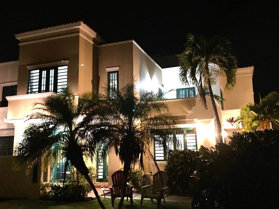 The villa at night