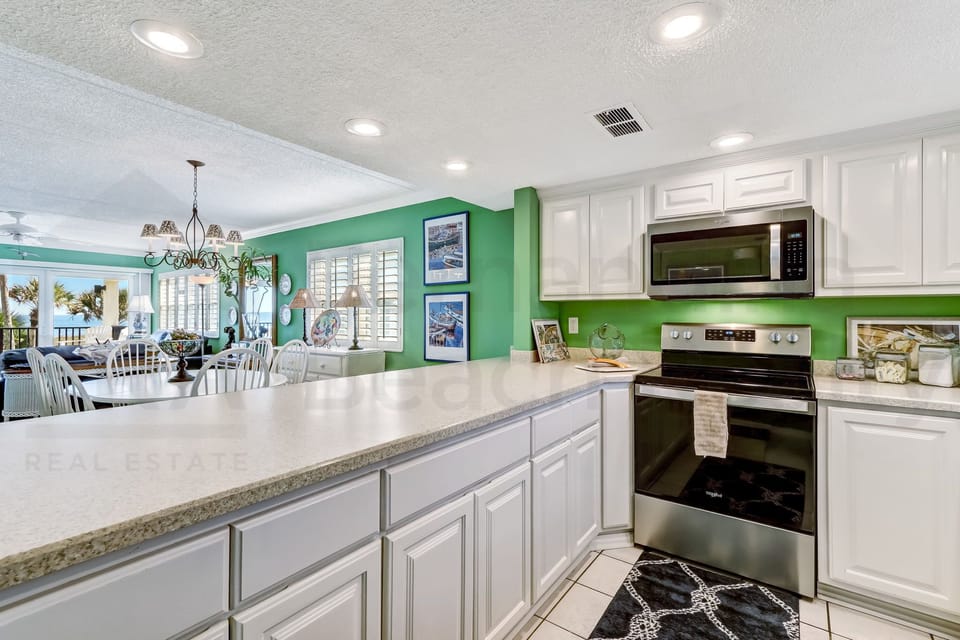 Kitchen view into Dining Area with Ocean View