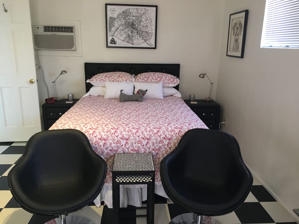 Your queen size bed with matching nightstands and reading lamps. Sweet dreams!