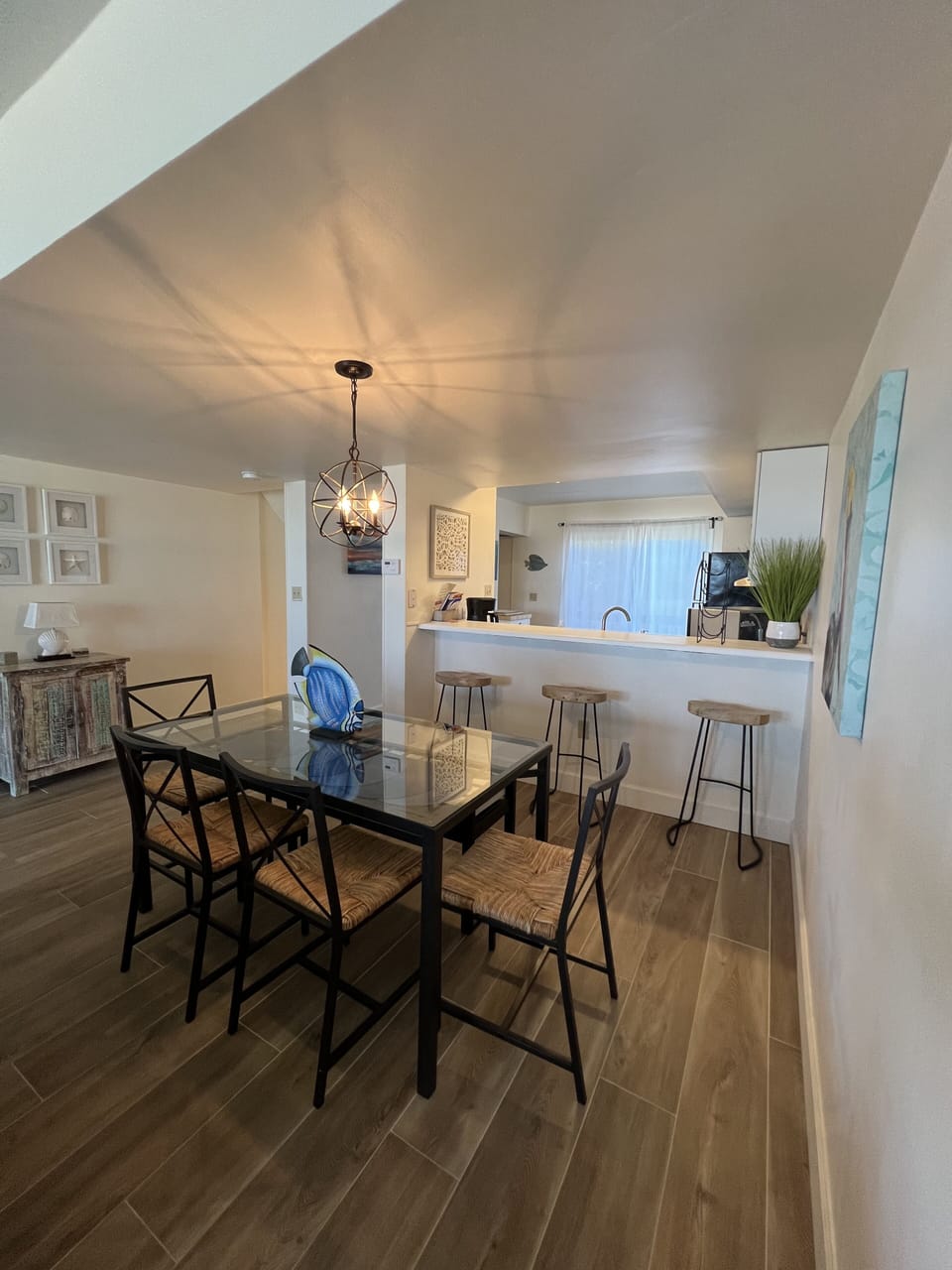 View from beach looking into kitchen.