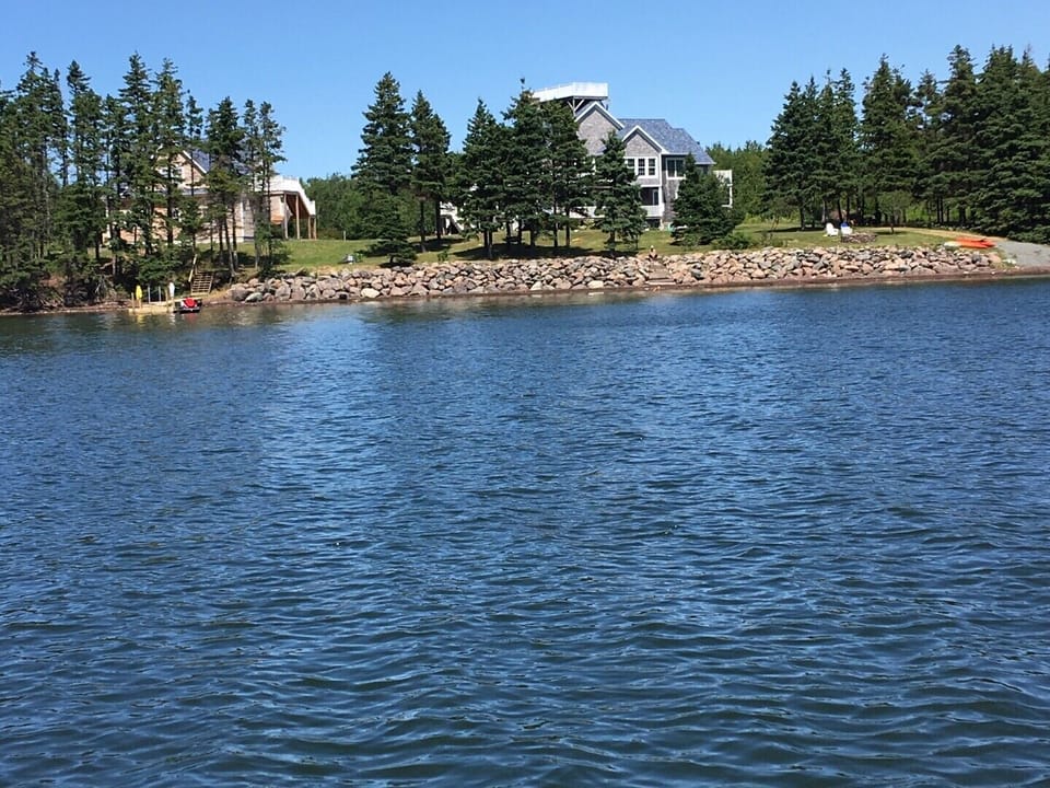 Big House and newly constructed guesthouse from the water