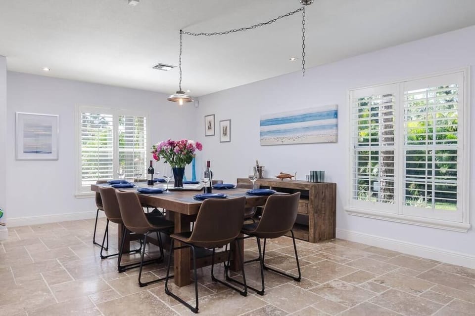 Serve up your kitchen creations in the dining room on the dining table with seating for 8 - allowing lots of space for your big feasts with all your family and friends.