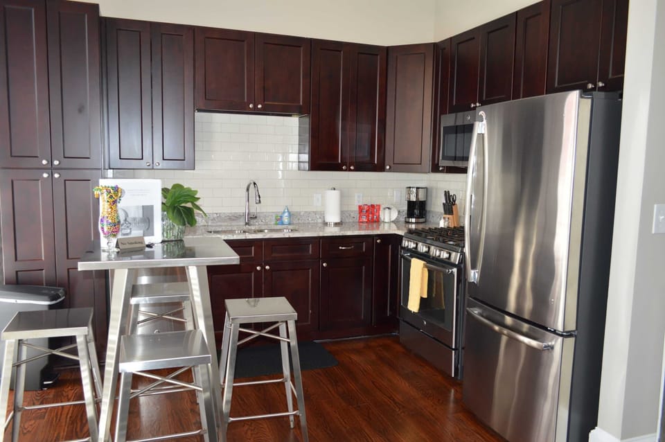 Stainless appliances in the kitchen