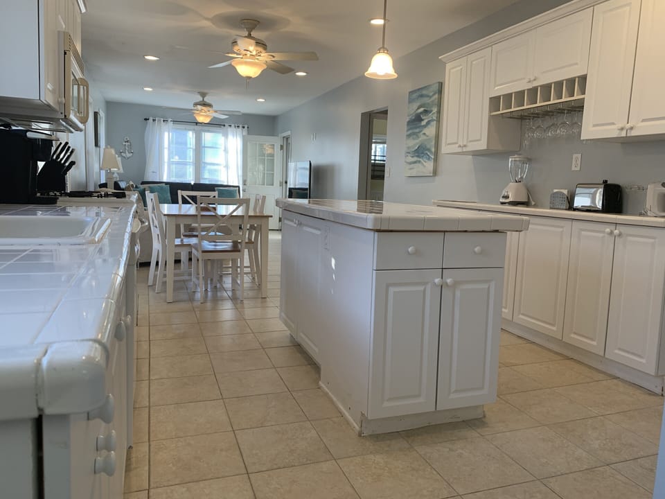 Kitchen area with island