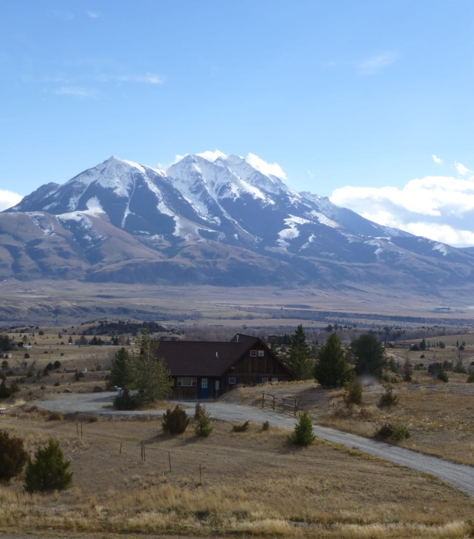 Perfect Paradise Cabin (center of pic) ~ Emigrant Peak viewed  in the background