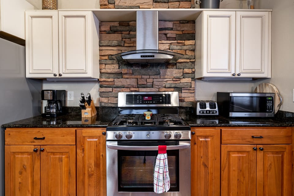 Gas Range - plus all appliances you need to cook from home, crockpot, spices etc