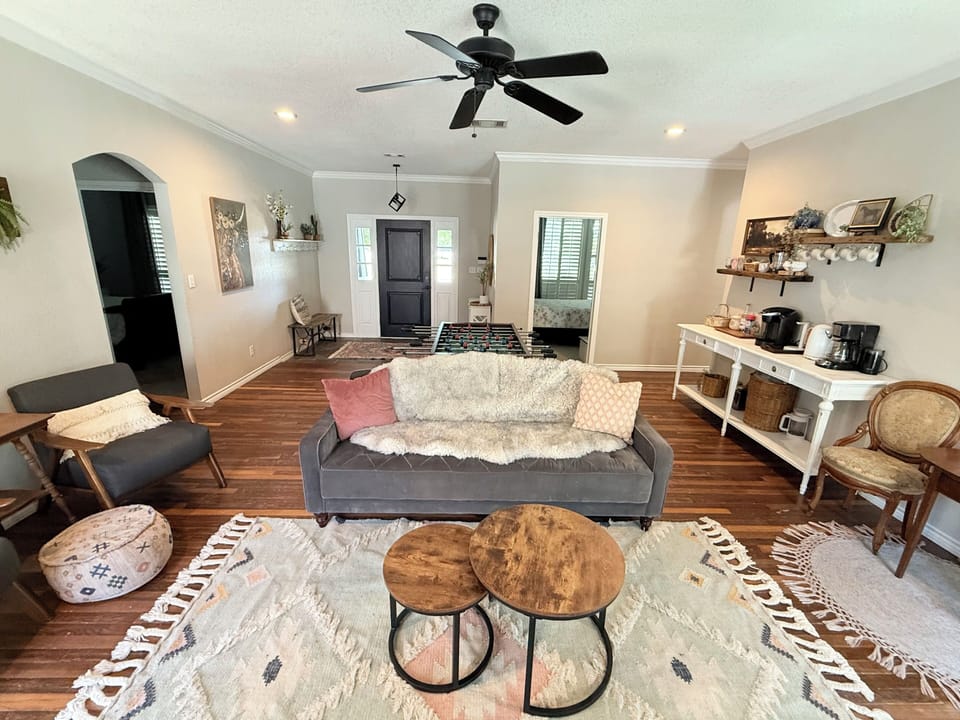 Futon couch in living room