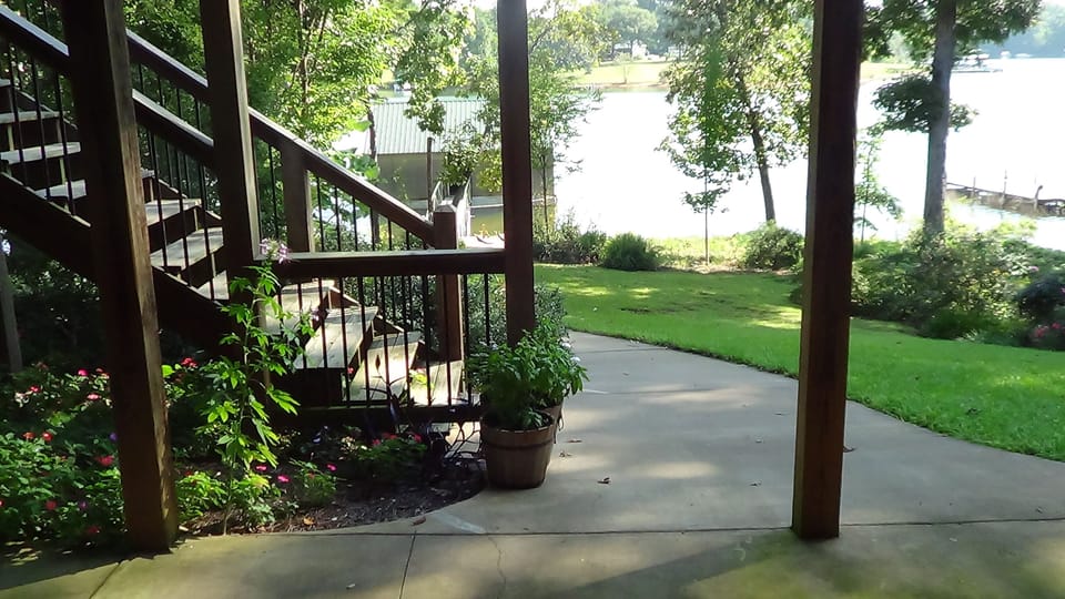 Outside stairs leading to the upper deck