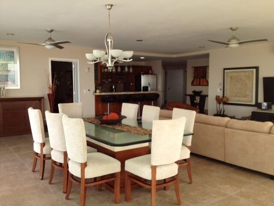 living room, dining room, and kitchen