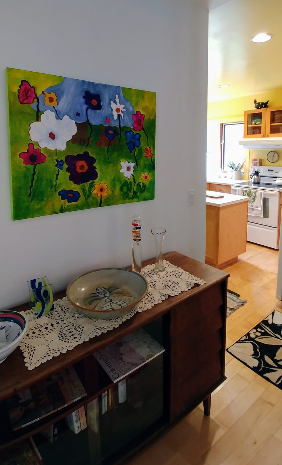 peeking into the  kitchen