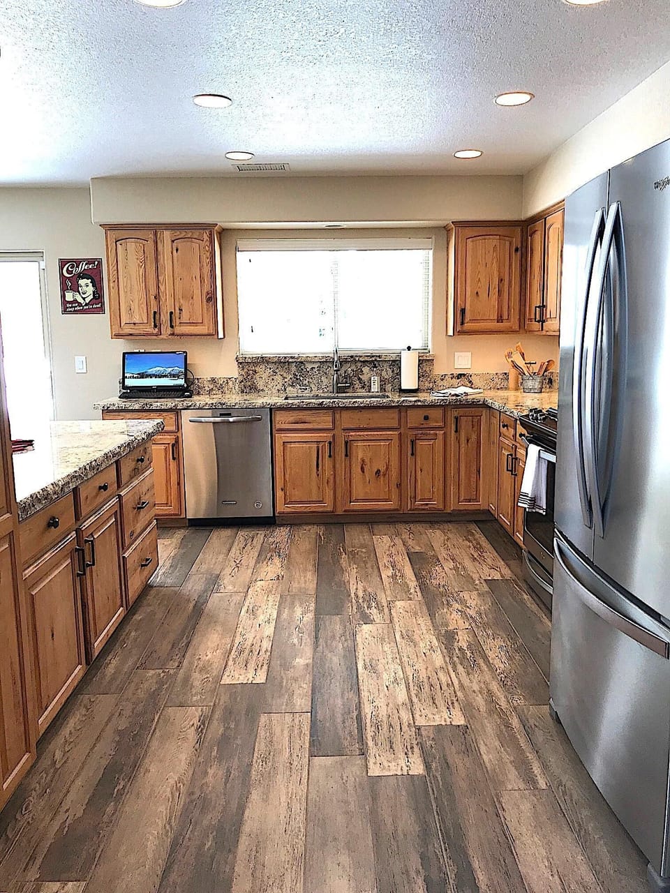 All stainless appliances and gas range.