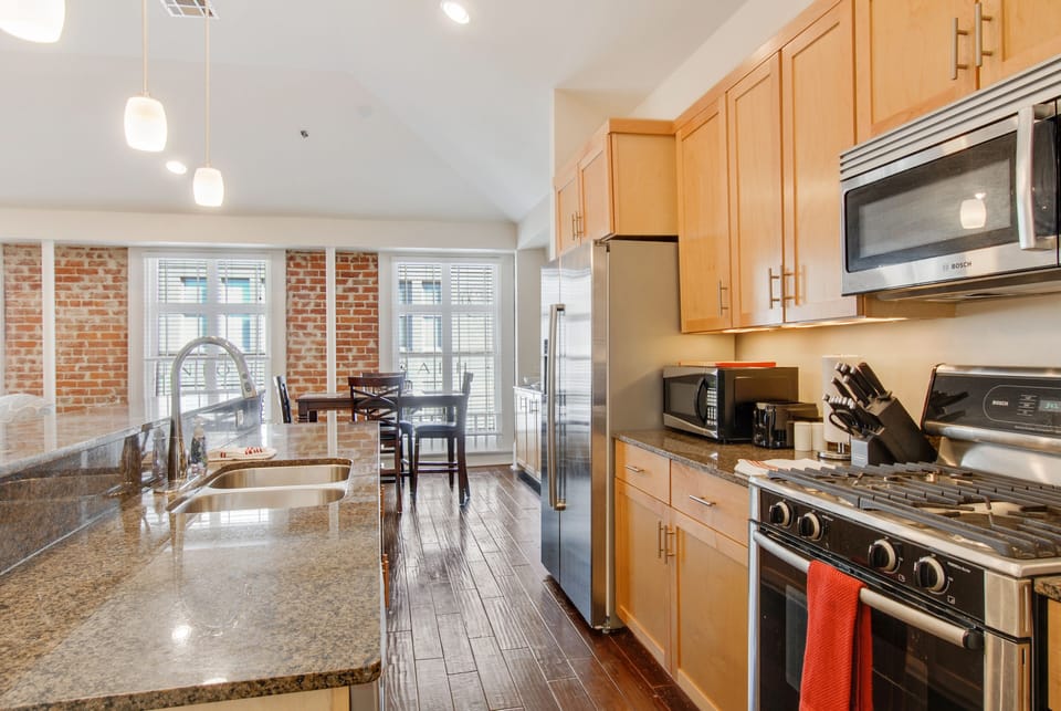Kitchen is open to the Living Room and Dining Room