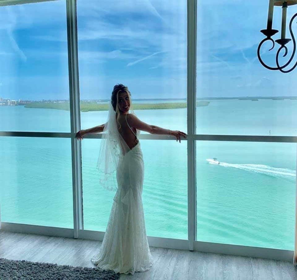 A recent bride enjoying the view!