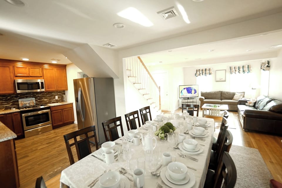 Spacious dining area for 10 guests.