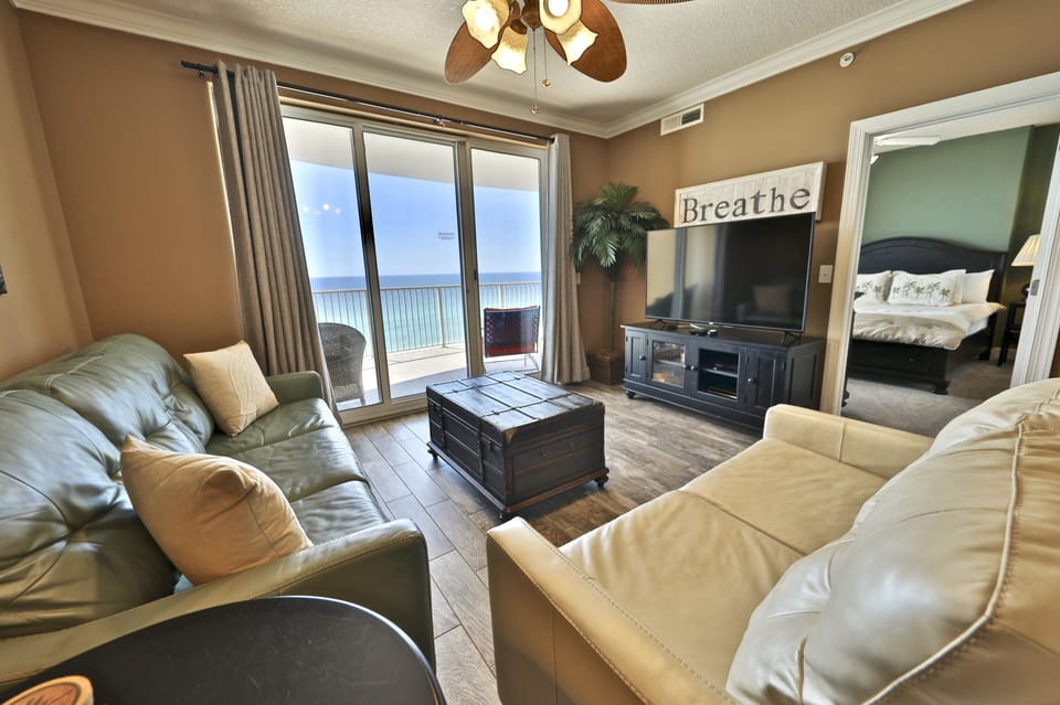 Large flatscreen TV in the living room.