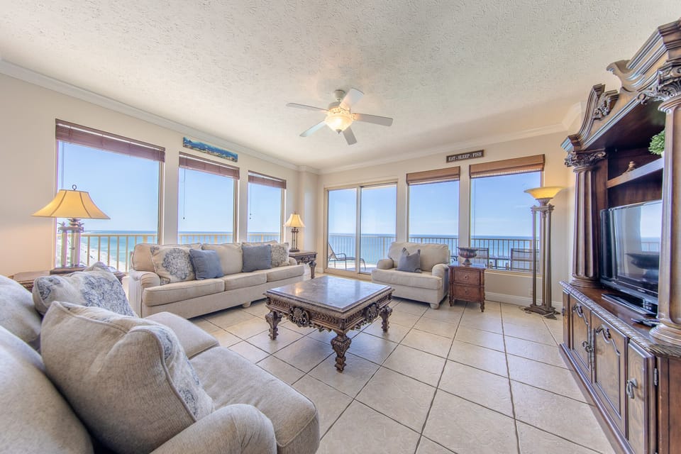 Gulf front living room.