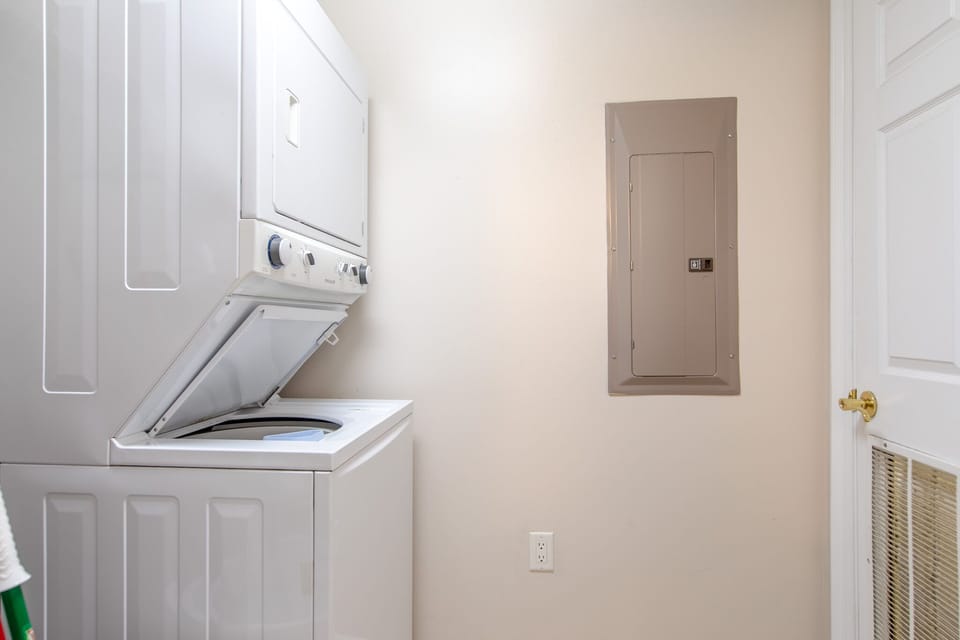 Washer and dryer in unit.