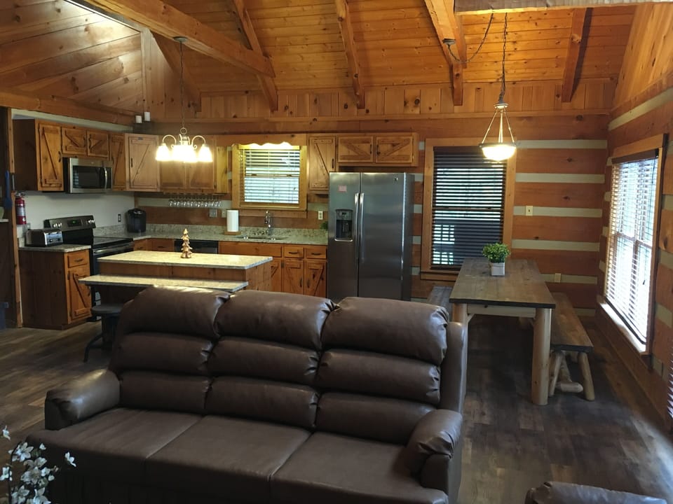 Queen sleeper sofa in living room.