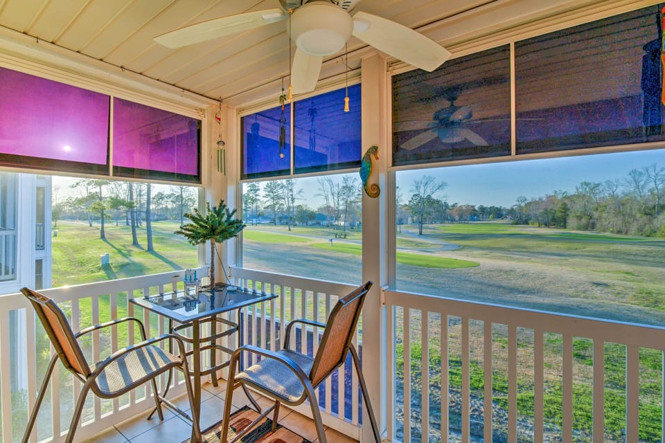 This 2-bedroom, 2-bathroom home sits right on the River Oaks Golf Course.
