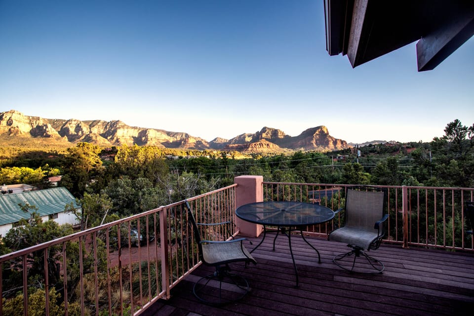 Wrap around deck highlights the beautiful red rock views