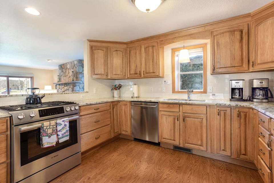 Kitchen opens to living and dining room for easy socializing