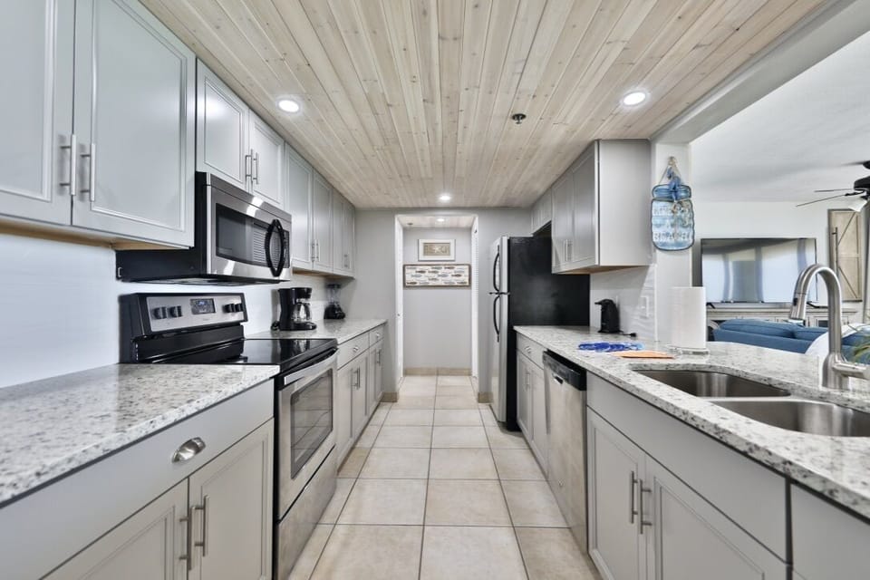 Fully stocked and newly remodeled kitchen.